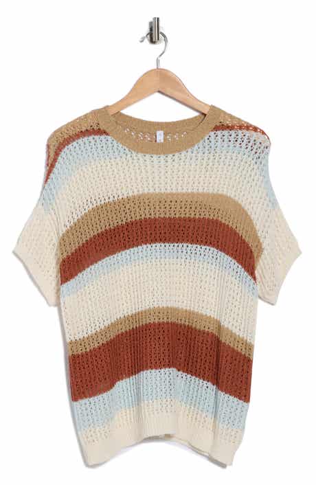 WISHLIST Multicolor Stripe Short Sleeve Sweater