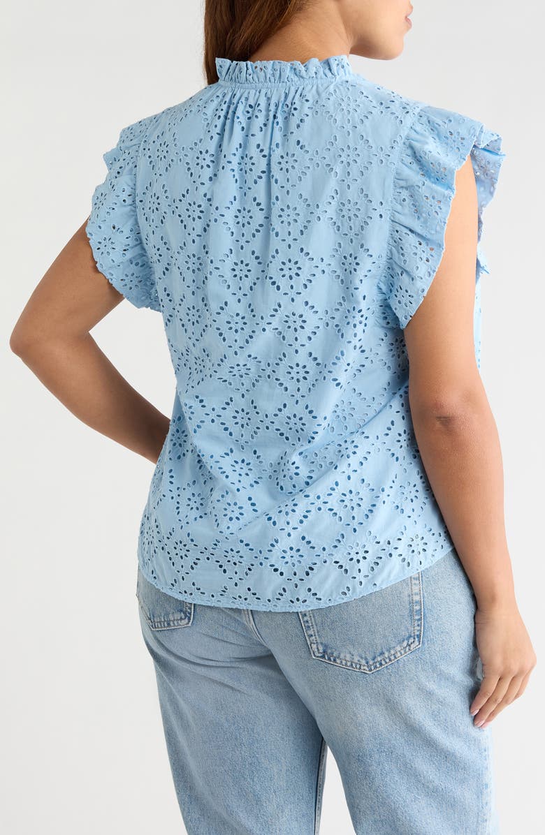 Anne Klein Embroidered Cotton Eyelet Top, Alternate, color, 