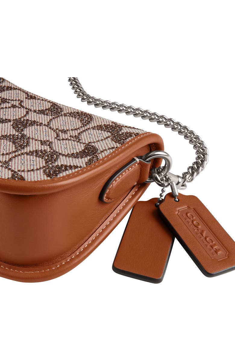 COACH Swinger Crystal Signature Jacquard & Leather Shoulder Bag, Alternate, color, Lh/Burnished Amber