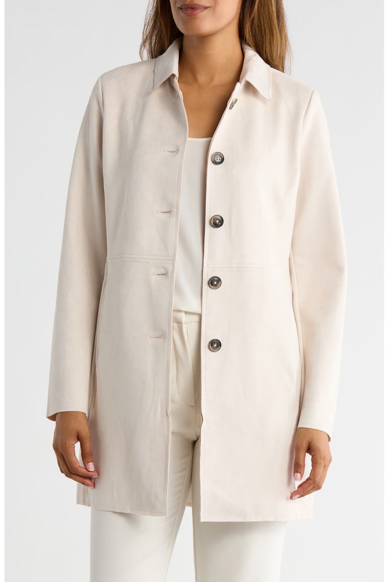 Faux Suede Car Coat, Main, color, LIGHT STONE