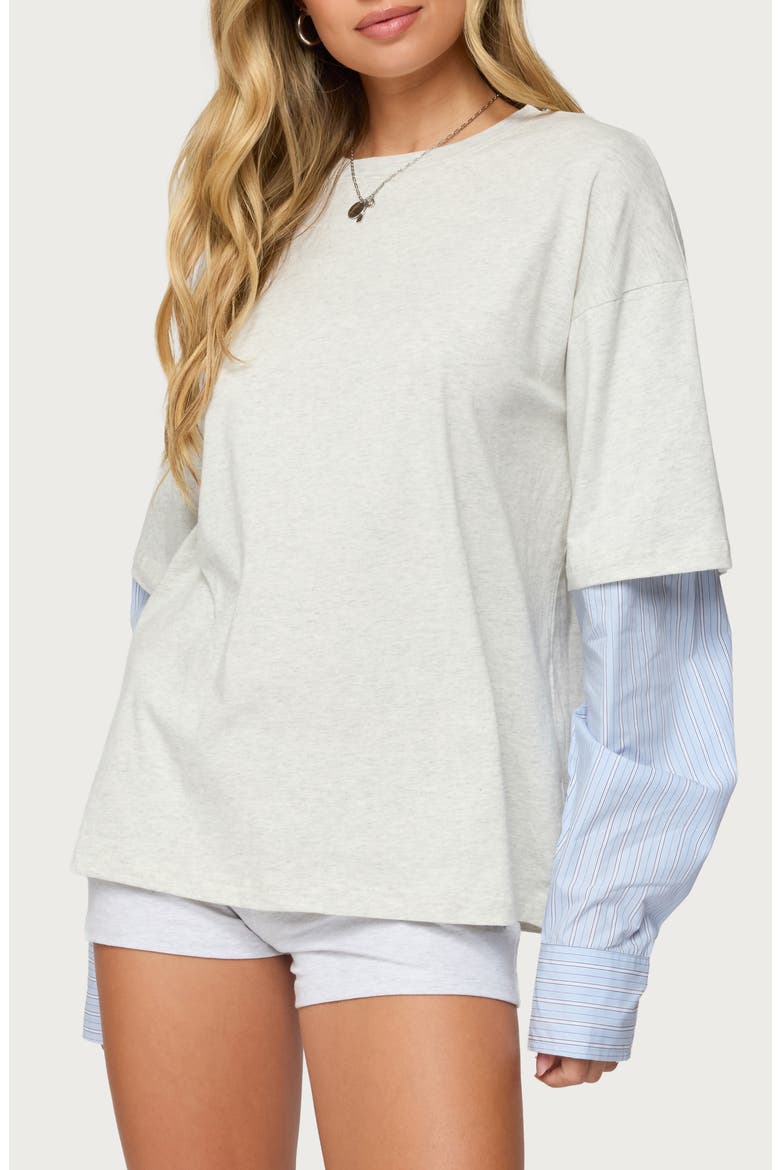 Tailor Oversize Layered Top, Alternate, color, LIGHT-GRAY-MELANGE
