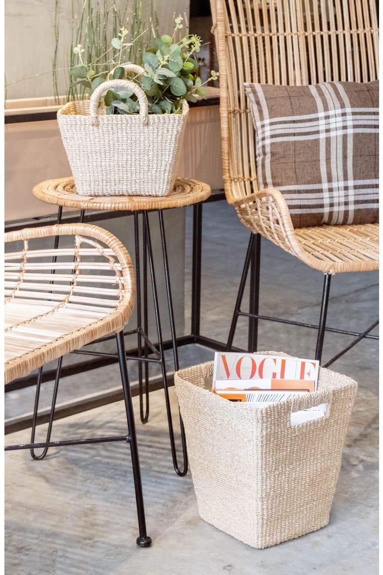 Tapered Square Floor Basket with Cutout Handles, Alternate, color, Natural