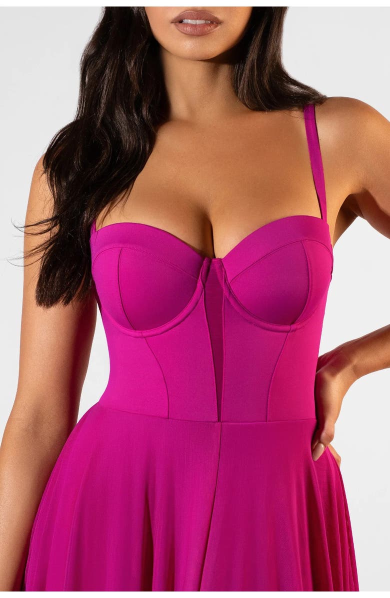 TA3 Mega Sculpting Push-Up Maxi Dress, Alternate, color, Electric Fuchsia