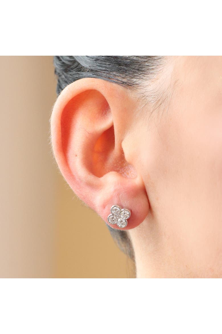 Lab Grown Diamond Clover Stud Earrings, Alternate, color, White Gold
