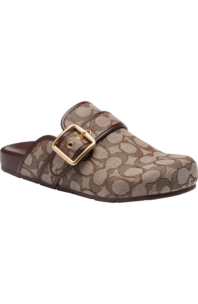 COACH Archival Signature Jacquard Buckle Clog, Main, color, Oak/ Maple