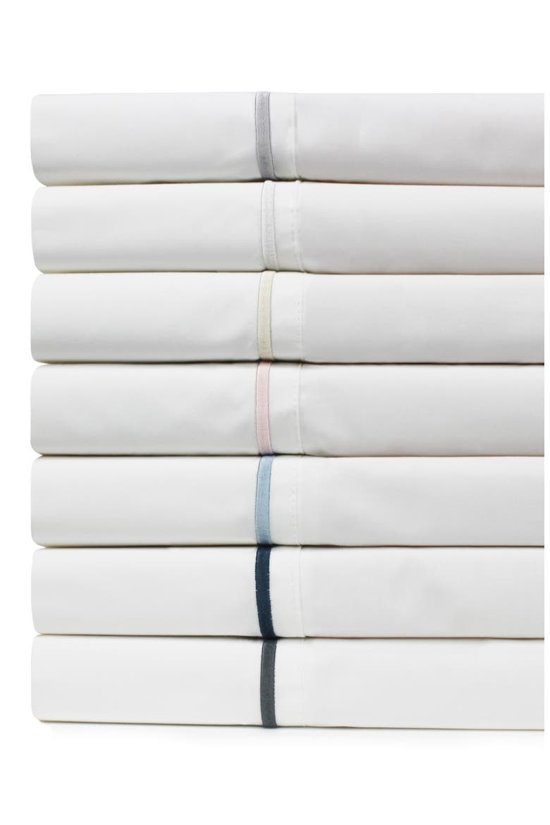 Single Stripe Embroidered 300 Thread Count Cotton Percale Sheet Set, Alternate, color, ROSE/WHITE