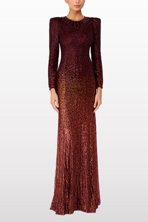 Jenny Packham Sisi Sequin-embellished Puff-sleeve Gown In Red
