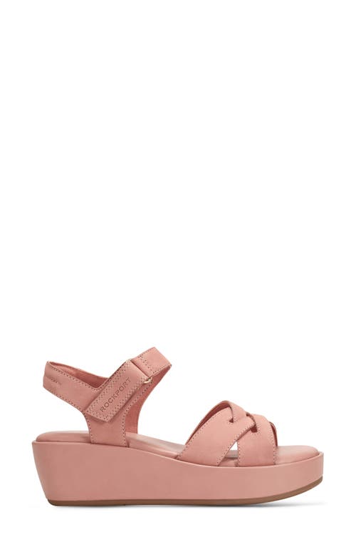 Rockport Women's Amira Strappy Open Toe Casual Wedge Sandals In Medium Pink