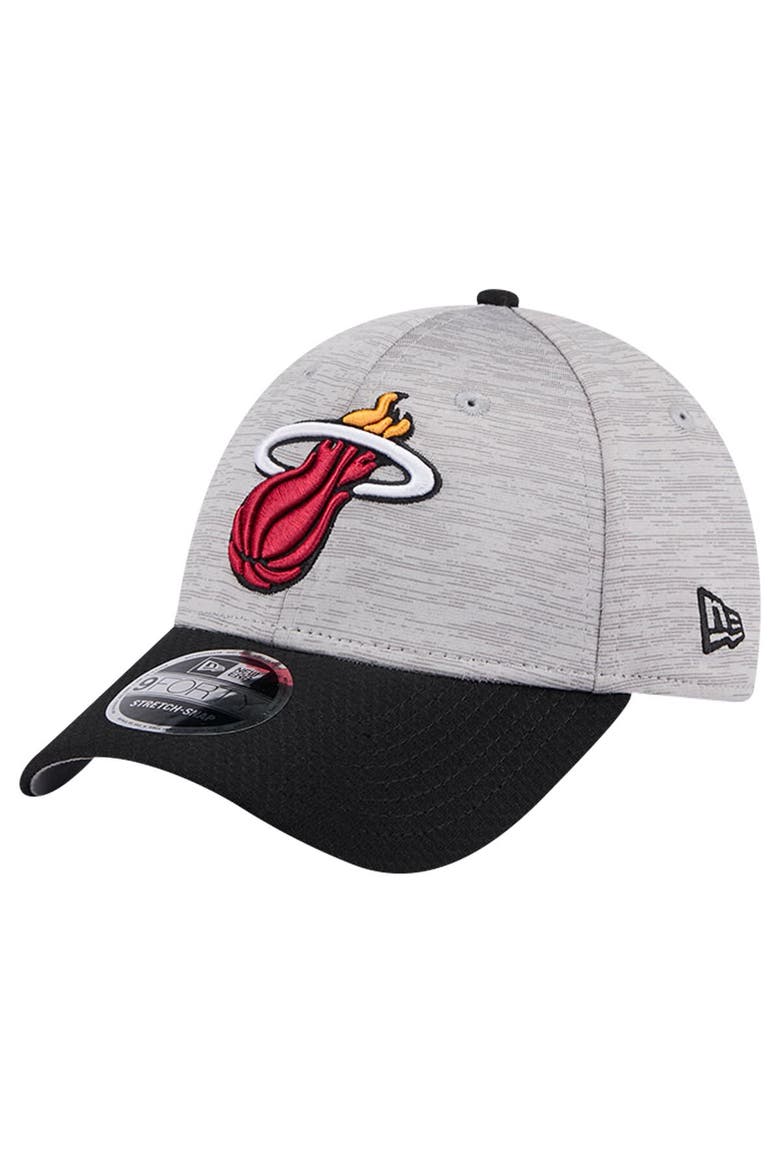 Men's New Era Heather Gray/Black Miami Heat Active Digi-Tech Two-Tone 9FORTY Adjustable Hat, Main, color, Heather Gray