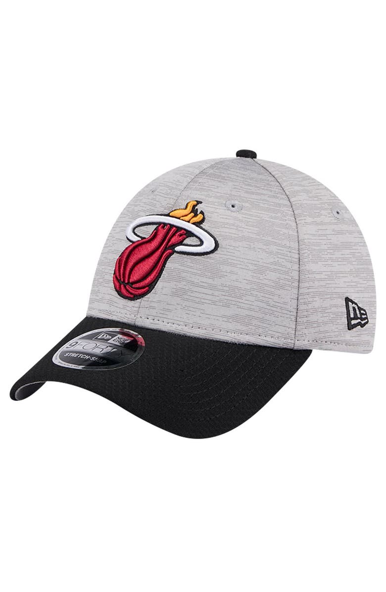 New Era Men's New Era Heather Gray/Black Miami Heat Active Digi-Tech Two-Tone 9FORTY Adjustable Hat, Main, color, Heather Gray