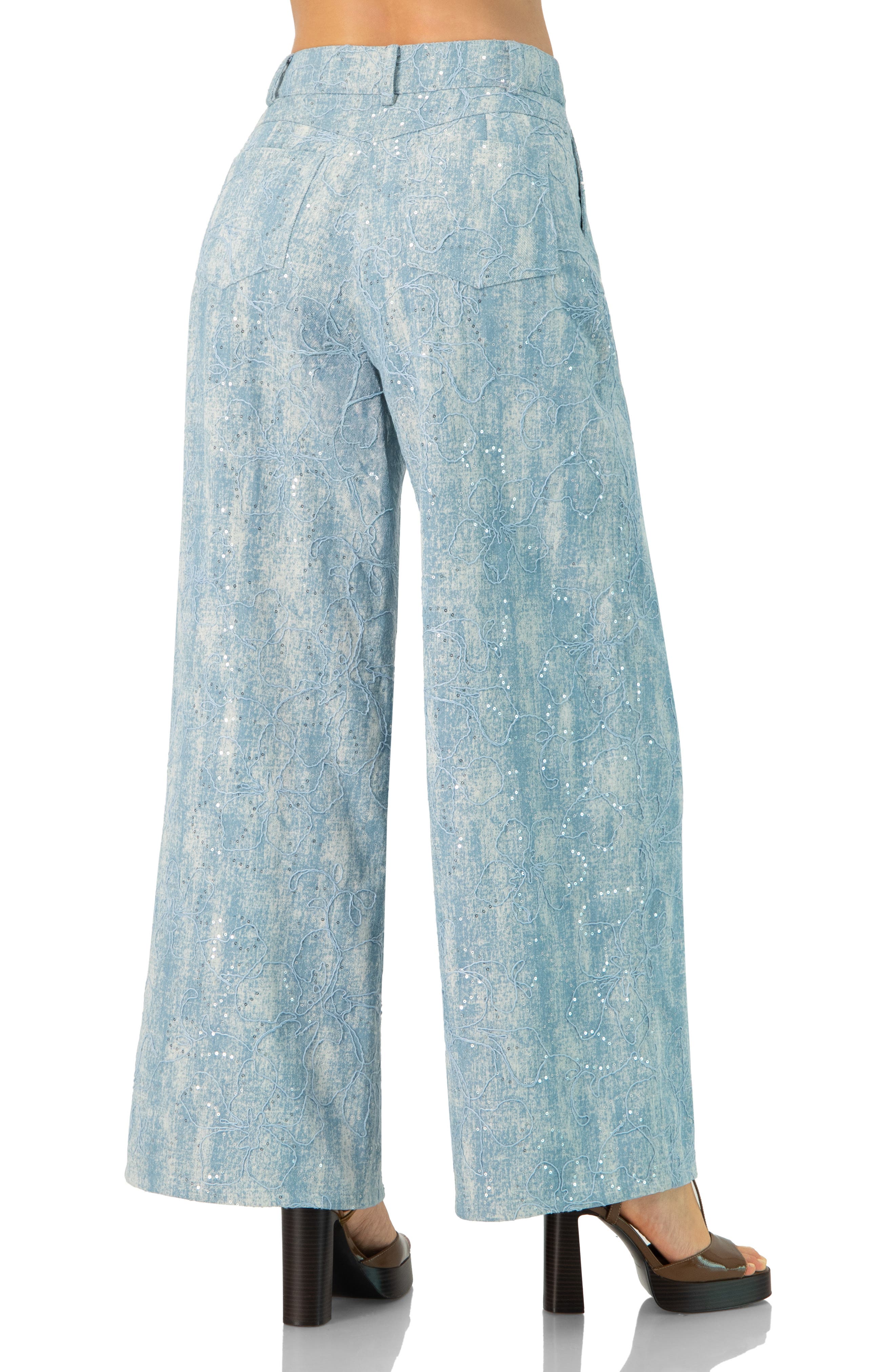 Wide Leg Embroidered Jeans - image 2