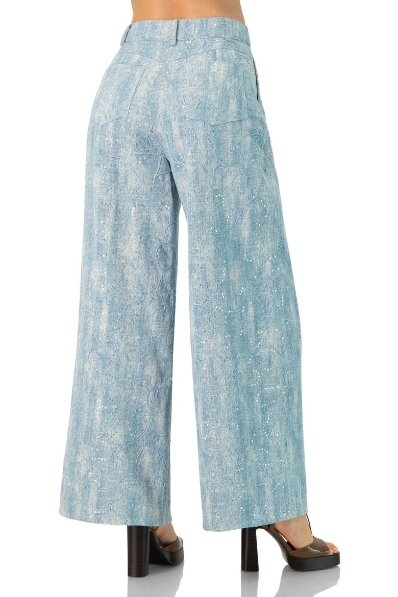 Wide Leg Embroidered Jeans, Alternate, color, Blue