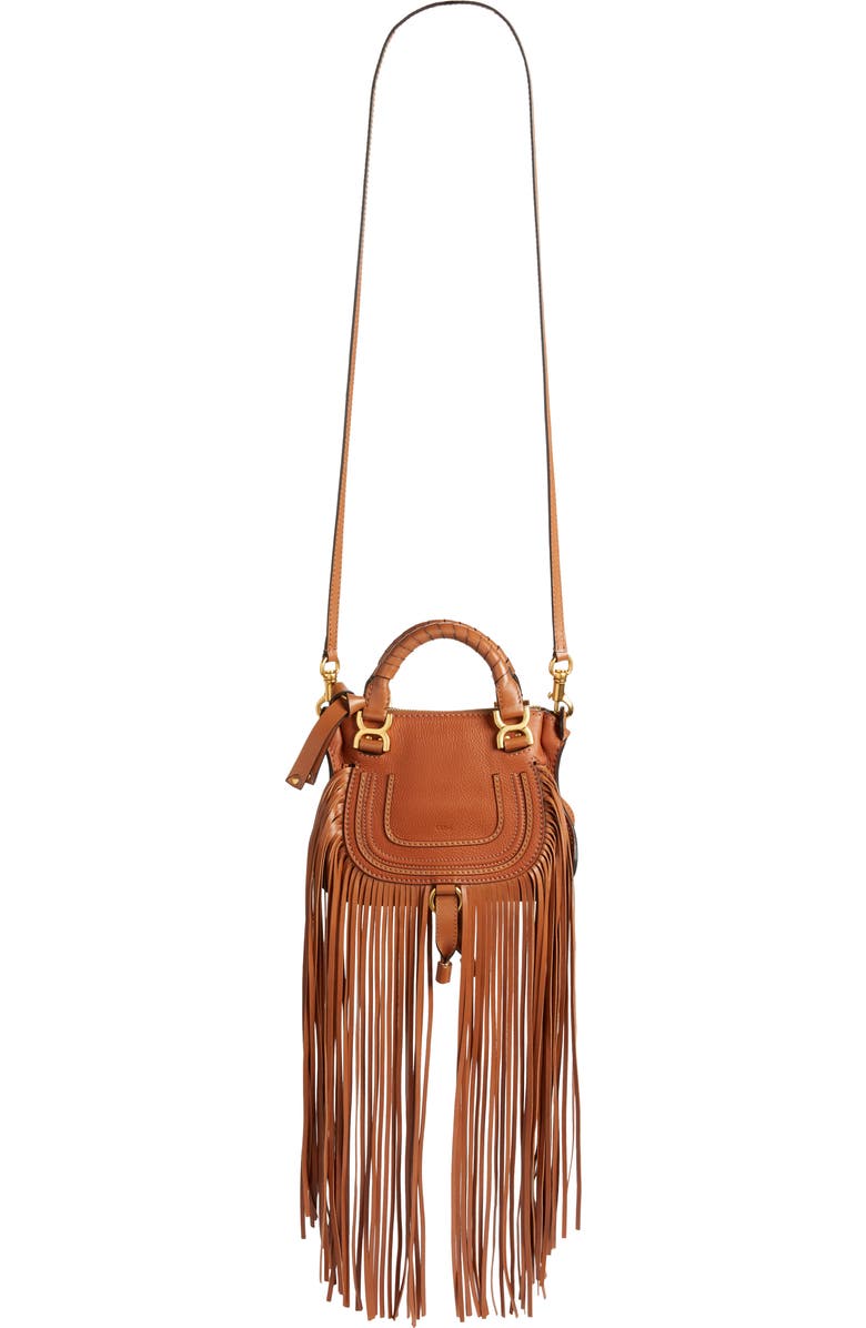 Chloé Mini Marcie Fringe Leather Crossbody Bag, Main, color,