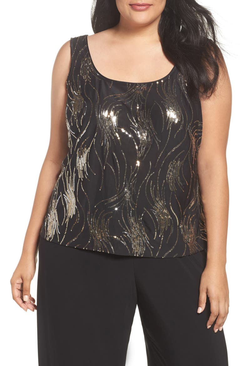 Sequined Twinset, Alternate, color, BLACK/SILVER