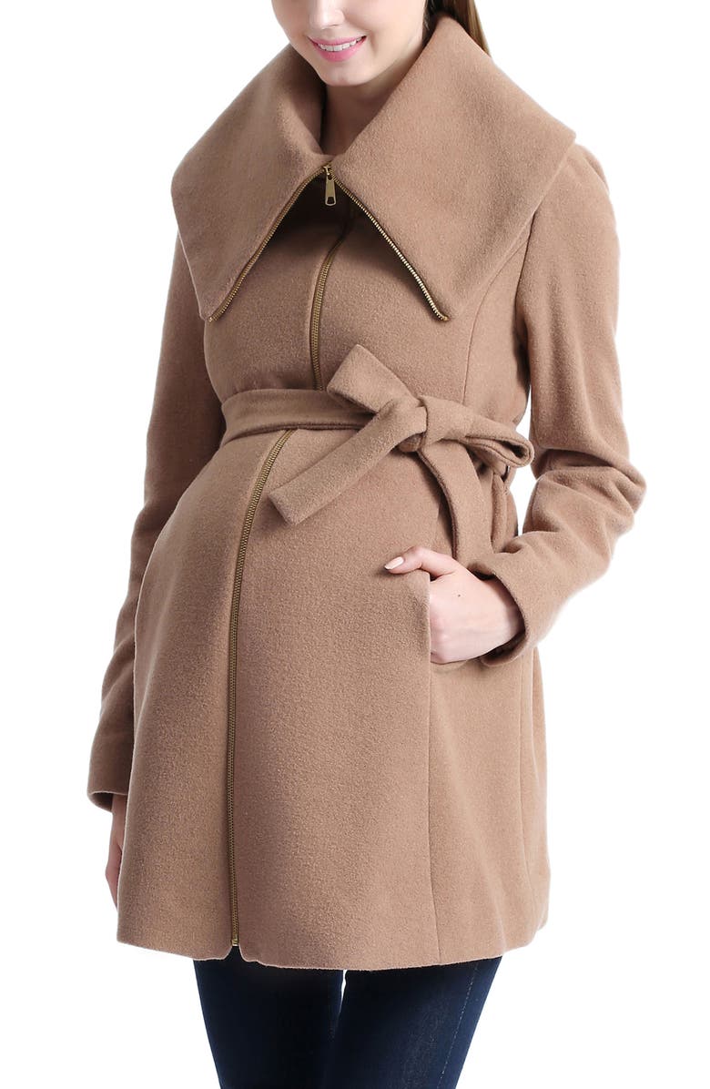 Kimi & Kai Mia Maternity Wool Coat, Alternate, color, Camel