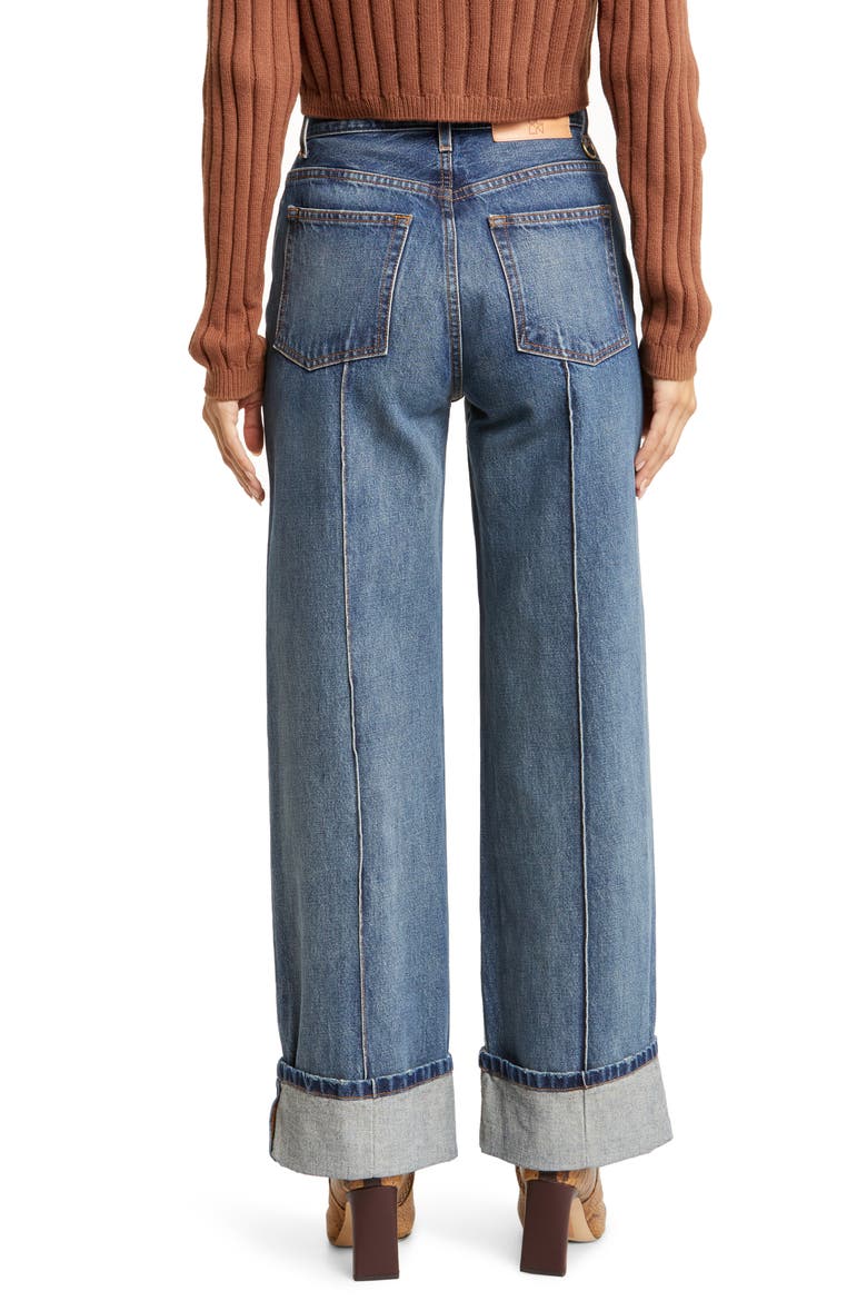 Genevieve Cuff Wide Leg Jeans, Alternate, color, DANUBE DARK INDIGO WASH