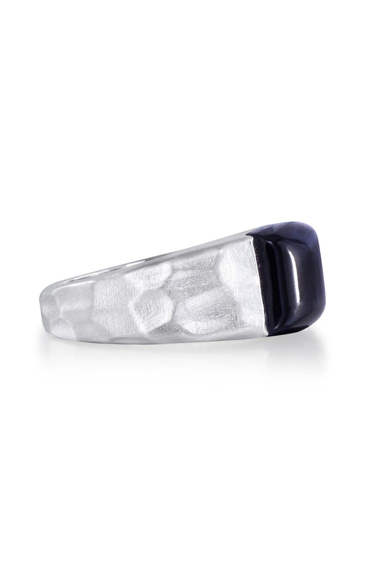 Blue Pietersite Textured Sterling Silver Men Signet Ring, Alternate, color, Silver