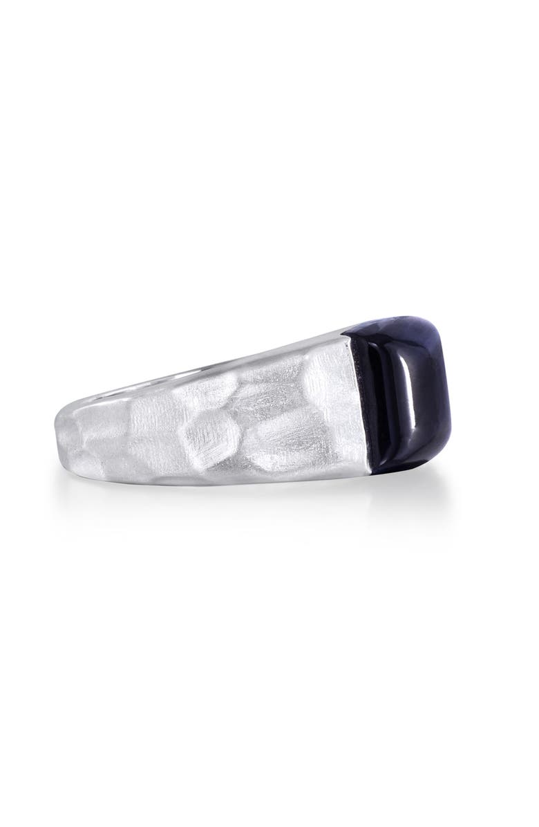 LuvMyJewelry Blue Pietersite Textured Sterling Silver Men Signet Ring, Alternate, color, Silver