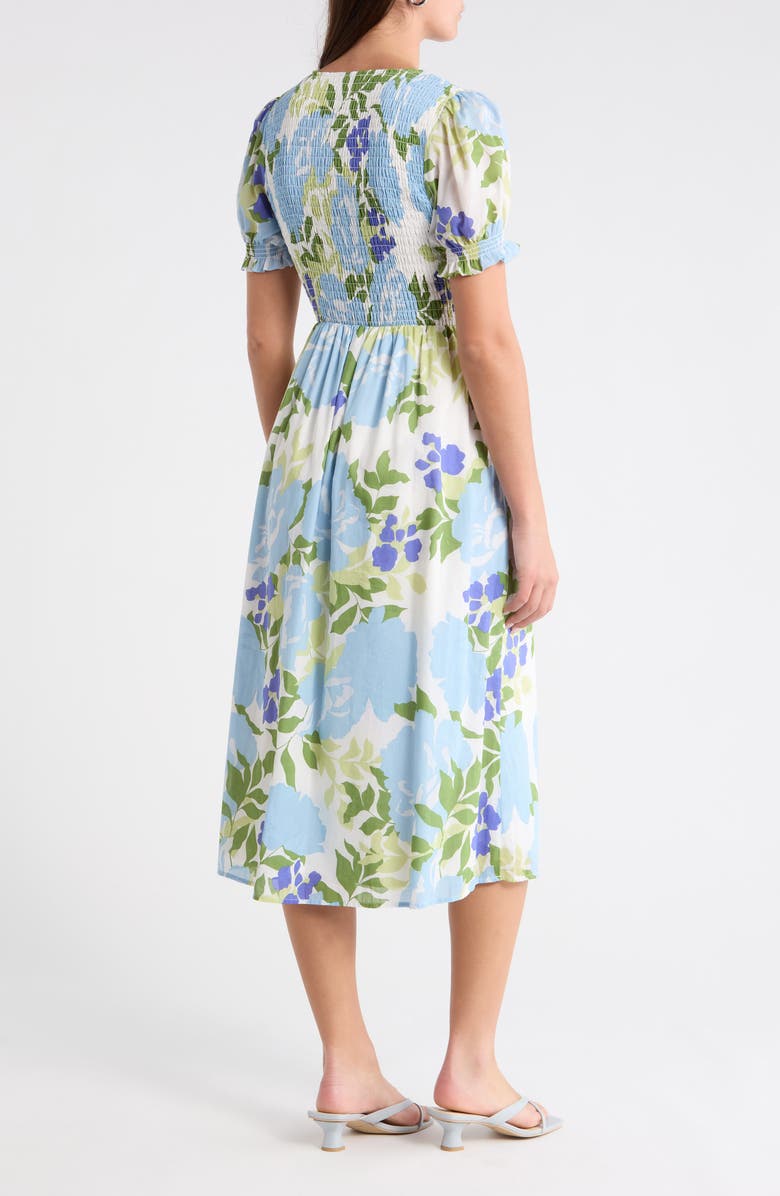 SUGARLIPS Tamry Smocked Midi Dress, Alternate, color, Whte-Blue-Multi