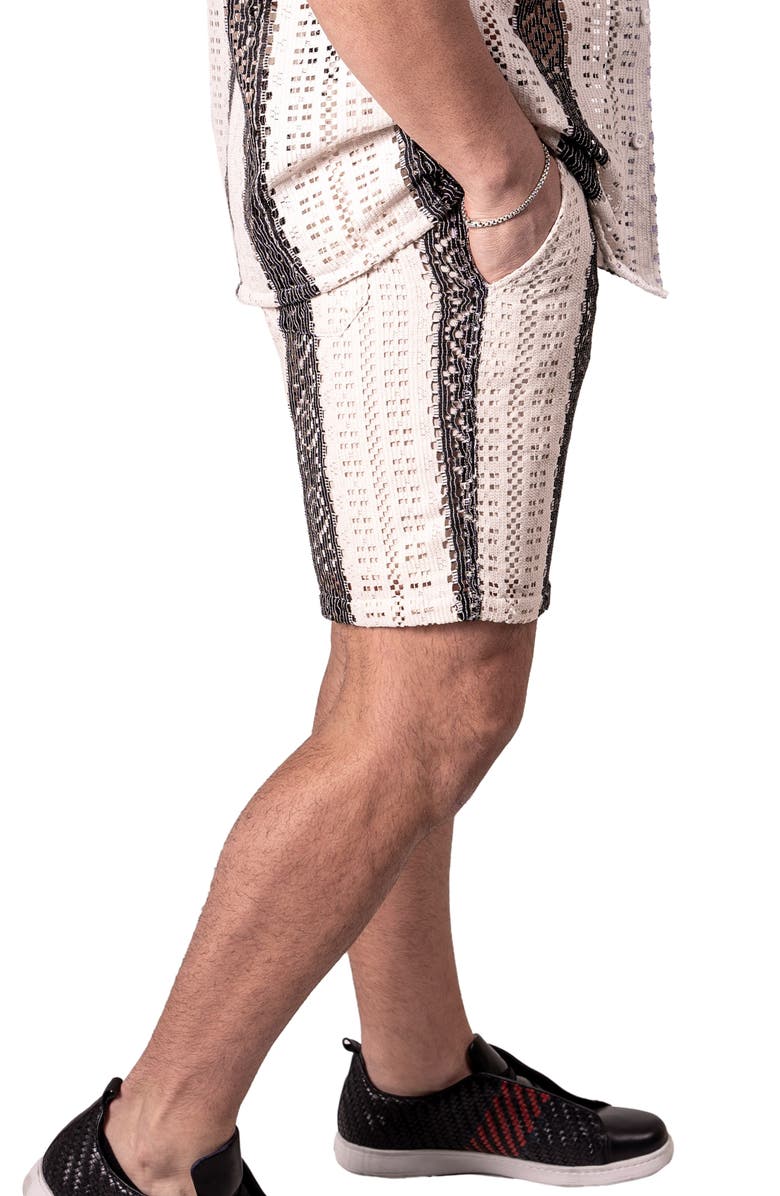 Maceoo Stripescream White Stretch Cotton Shorts, Alternate, color, White