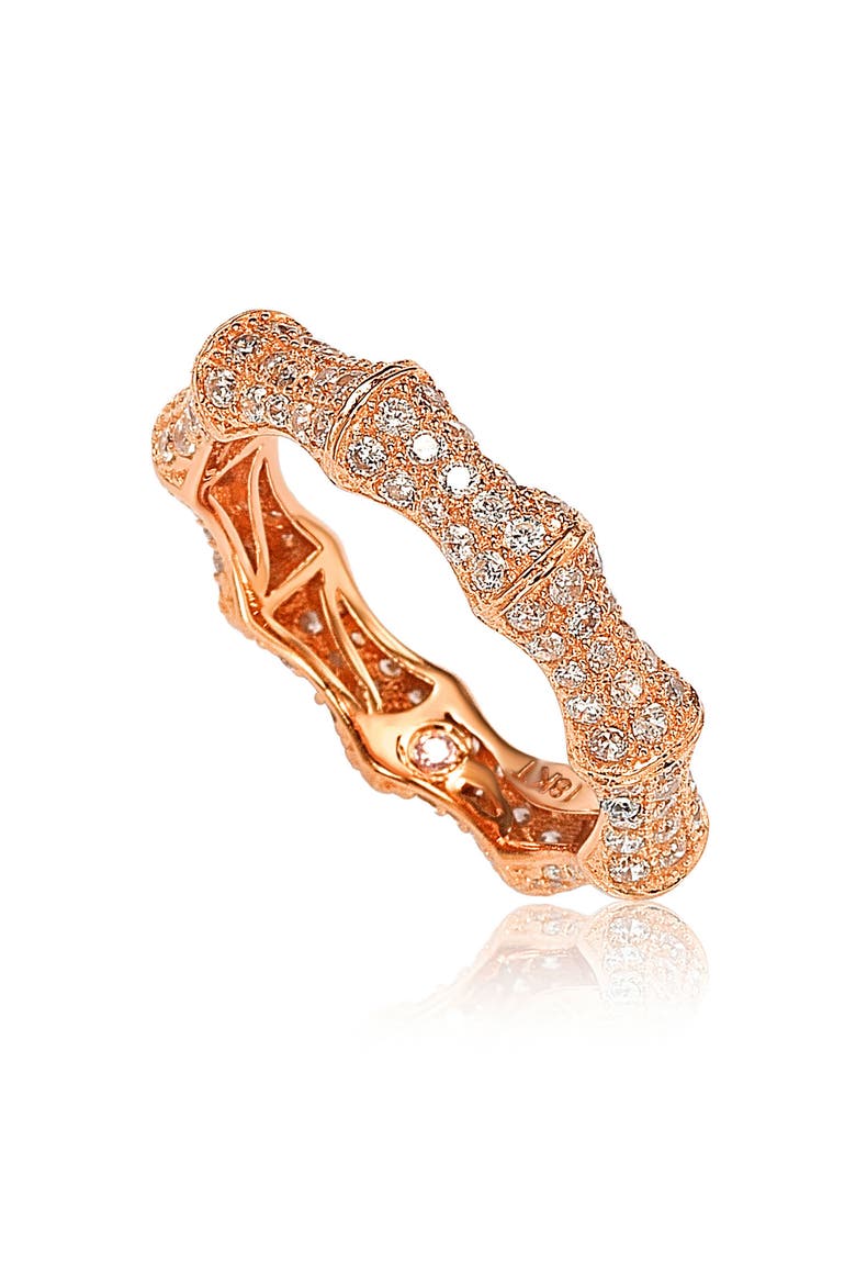 Pavé Cubic Zirconia Bamboo Eternity Ring, Alternate, color, PINK
