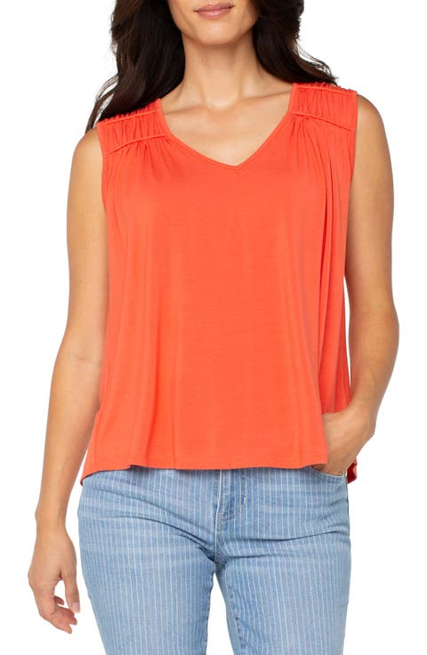 Shirred Sleeveless Knit Top