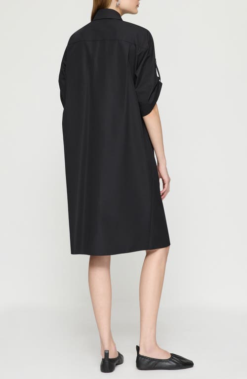 Lafayette 148 New York Roll Tab Sleeve Cotton Popover Dress In Black