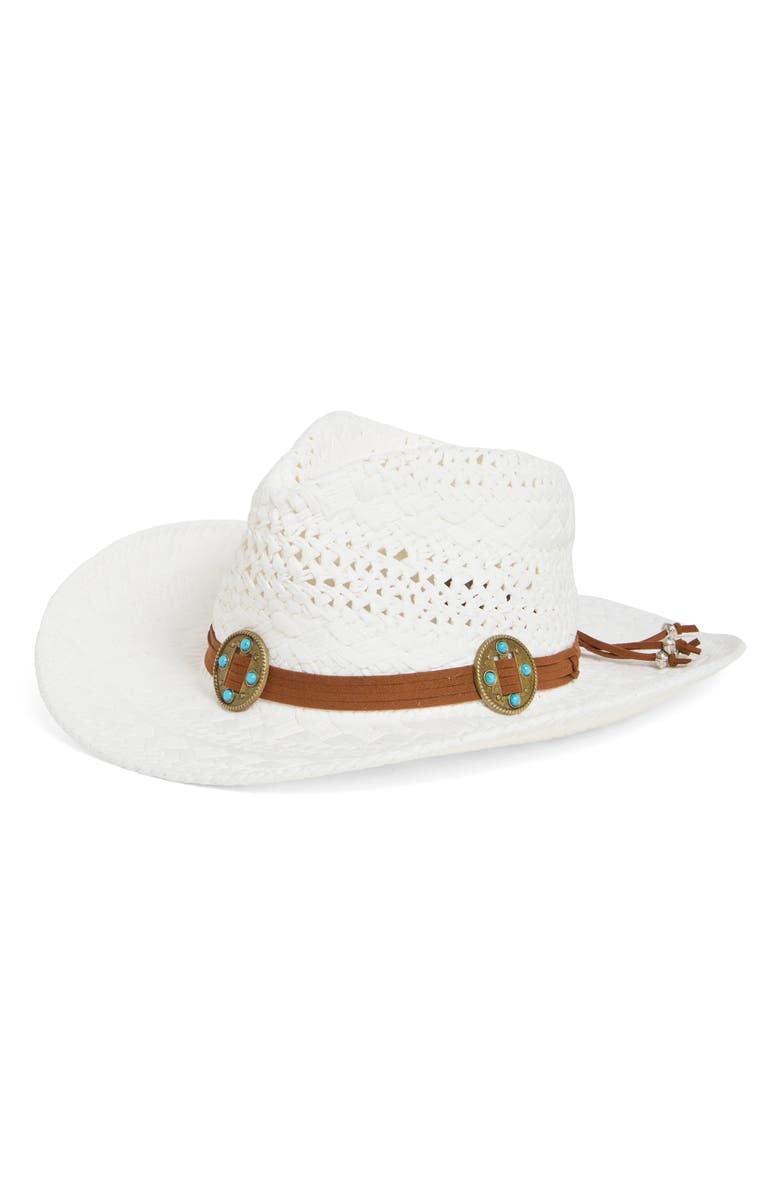 Vince Camuto Embellished Braided Band Cowboy Hat, Main, color,