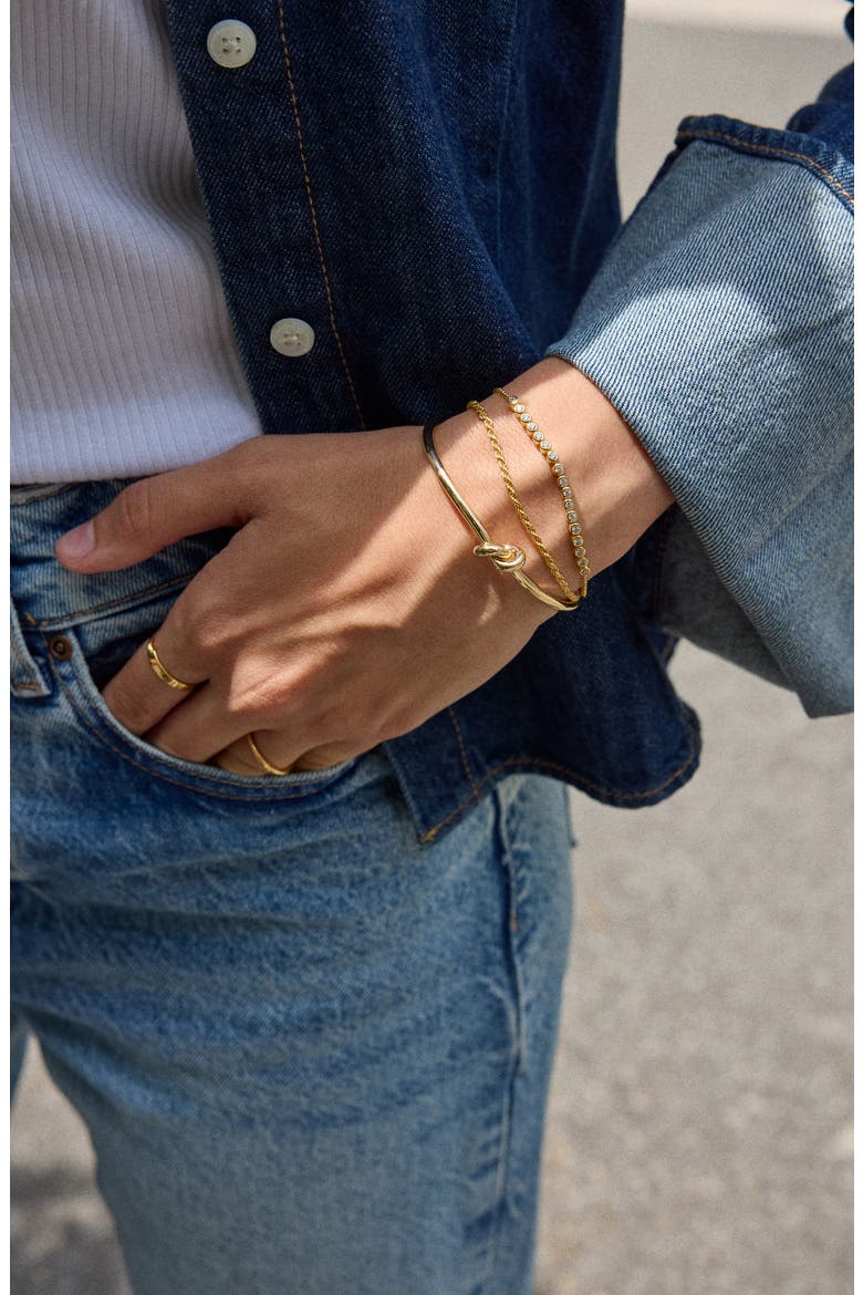Goldtone Ties Cuff Bracelet, Alternate, color, GOLD