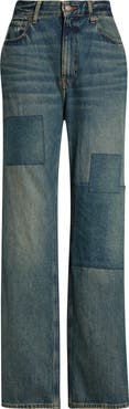 Good American The Khloé High Waist Patch Denim Straight Leg Jeans