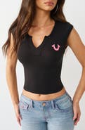 True Religion Notch Neck Camp Sleeve T-Shirt