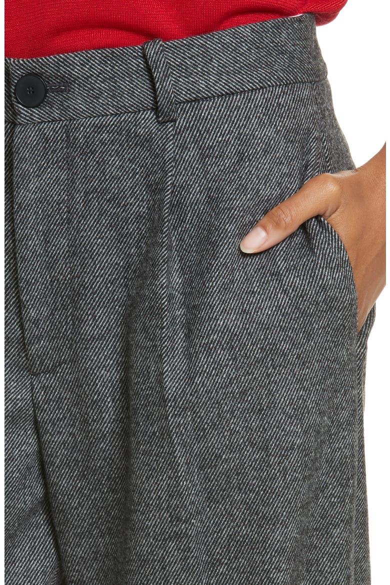 GREY Jason Wu Pleated Flannel Pants, Alternate, color, TIN GREY/ BLACK