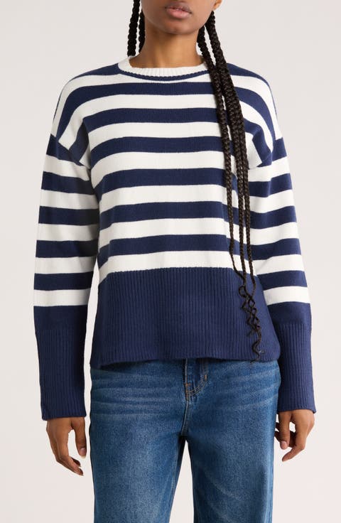 Stripe Side Slit Sweater