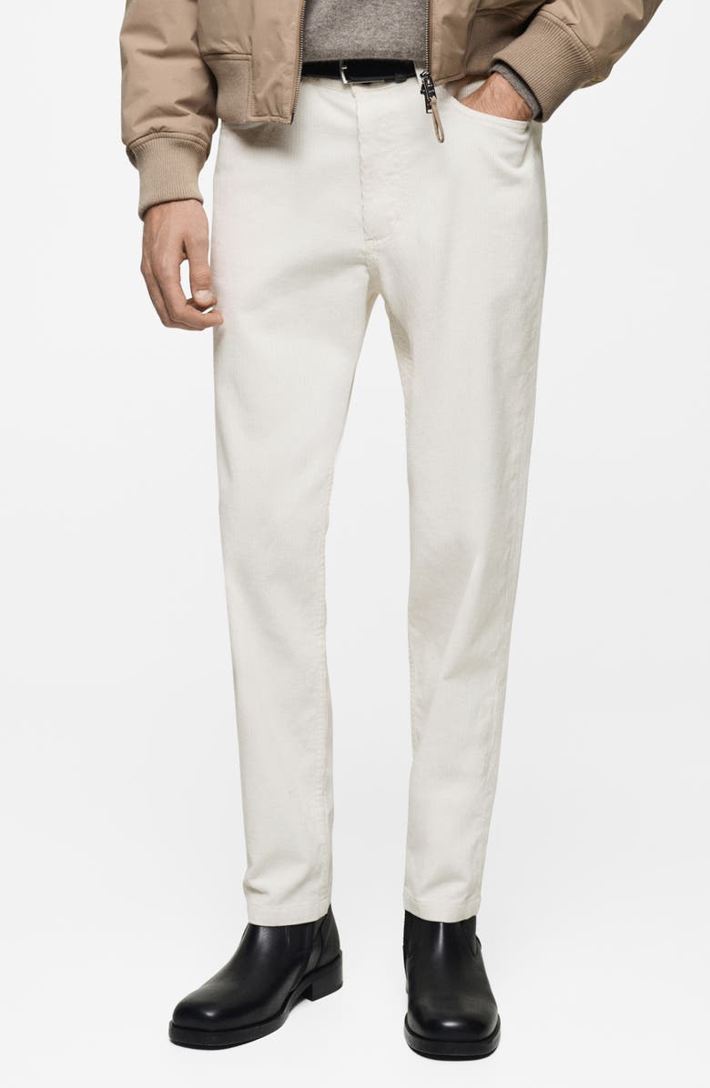 MANGO Regular Fit Straight Leg Corduroy Pants, Main, color, Off White
