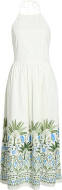SUGARLIPS Senara Placed Print Halter Neck Dress