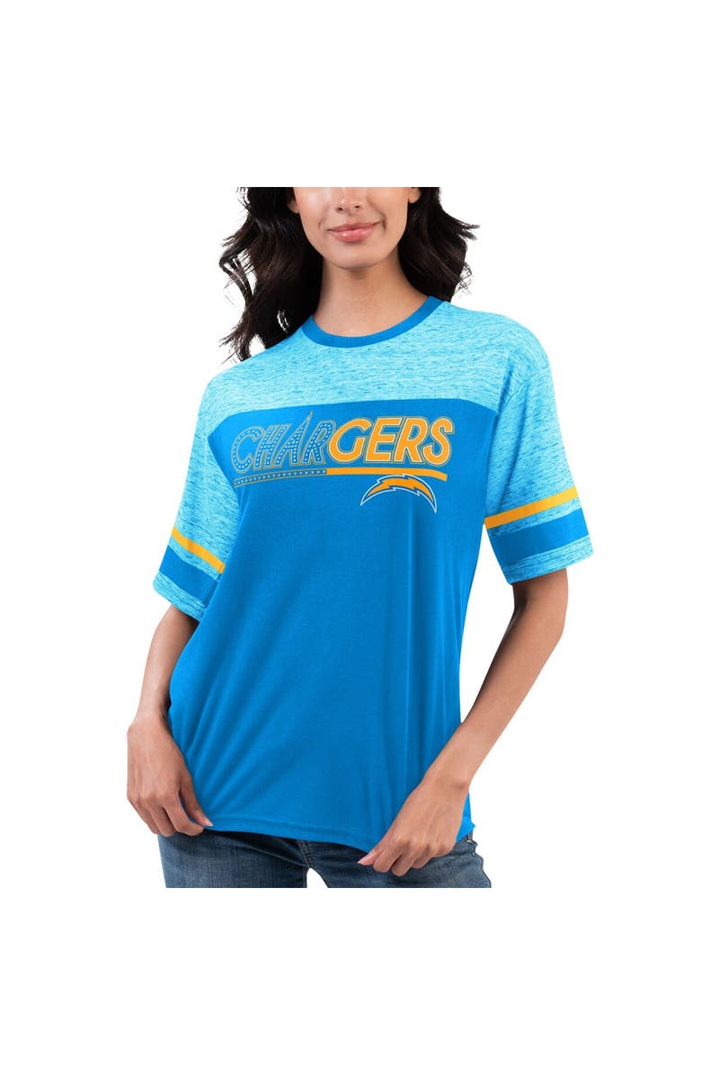 G-III 4HER BY CARL BANKS Women's G-III 4Her by Carl Banks Powder Blue Los Angeles Chargers Track T-Shirt, Alternate, color, 