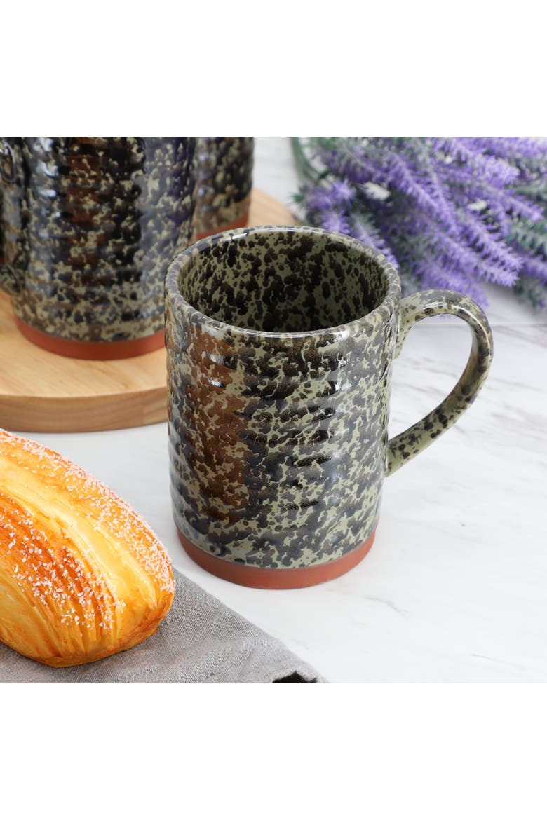 Terra Bella 4 Piece 18.5 Ounce Terracota Mug Set, Alternate, color, Green
