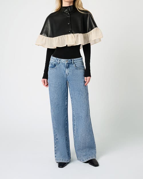 Weworewhat Ruffle Cropped Cape In Black/sand