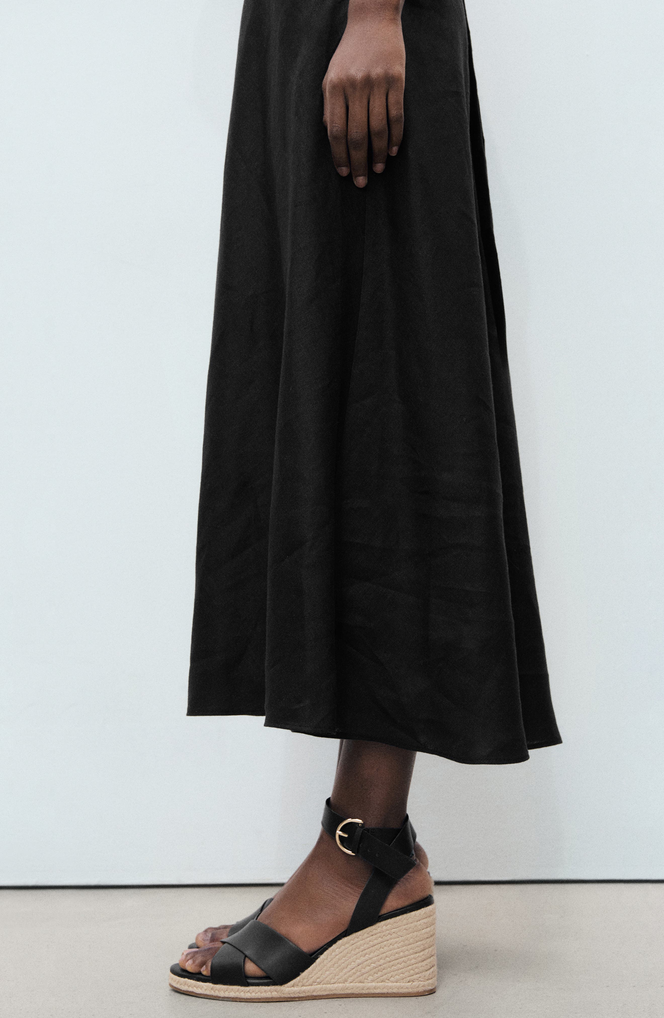 MANGO Ankle Strap Wedge Sandal, Alternate, color, Black