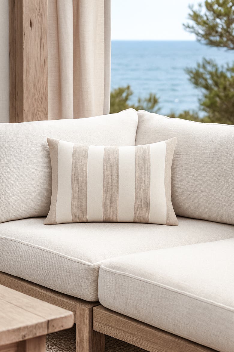 Sardinia Stripe Pillow, Alternate, color, Natural Beige
