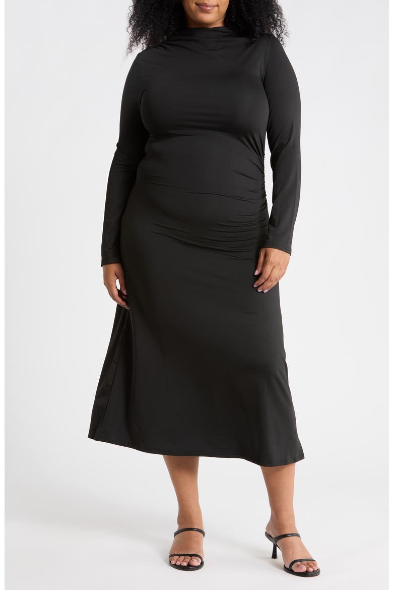 Cleo Ruched Jersey Dress, Main, color, BLACK