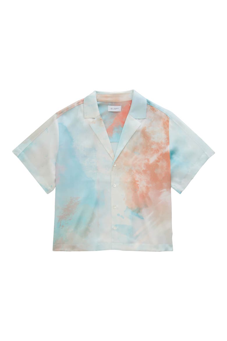Long Beach Stretch Silk Camp Shirt, Alternate, color, SUNSET SIPS