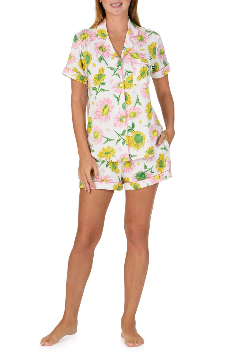 Kate Spade New York print short pajamas, Main, color, White Floral