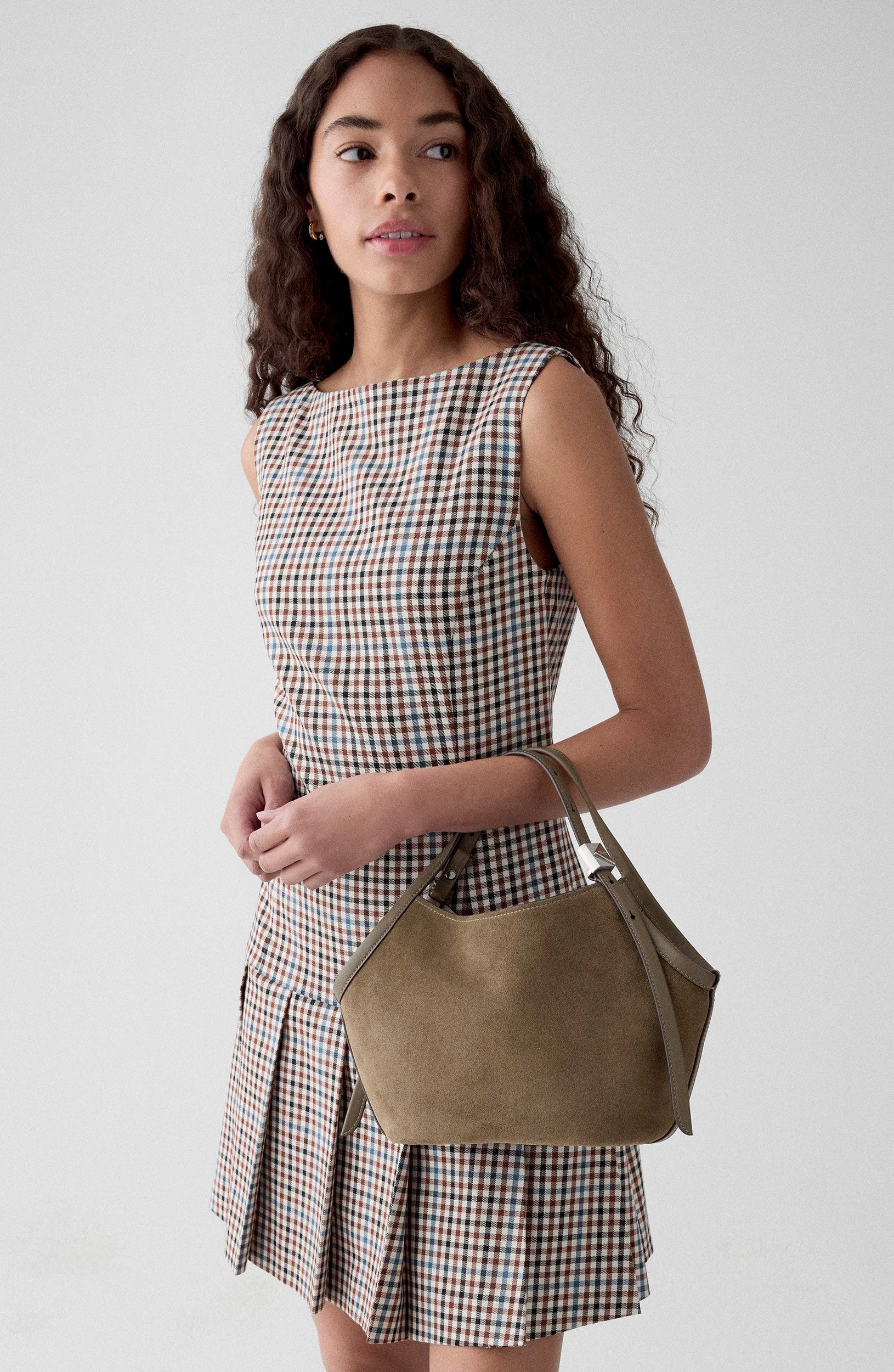 Small Deco Suede Tulip Tote, Alternate, color, DRIFTWOOD