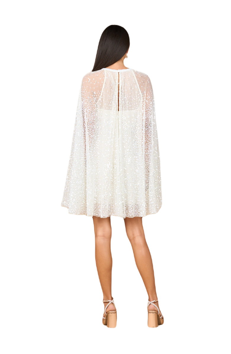 LARA New York Beaded Bridal Cape Dress, Alternate, color, Ivory