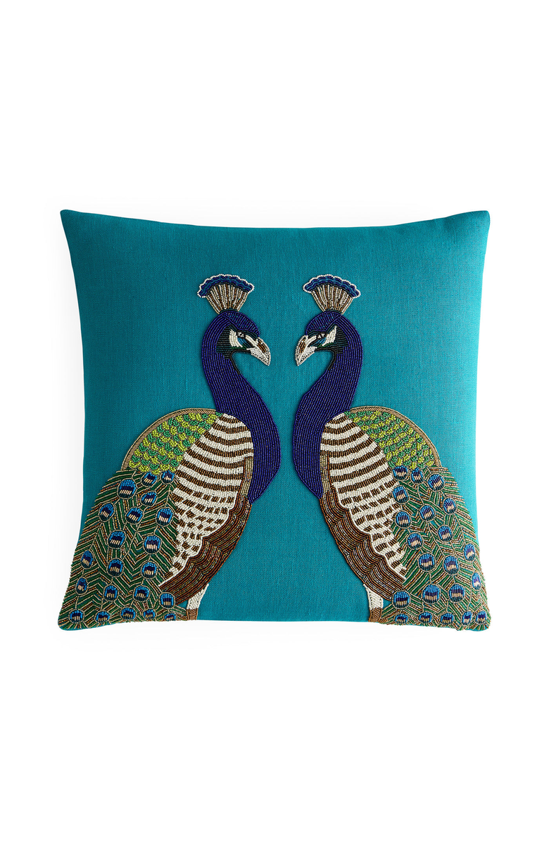 Jonathan Adler Peacock Beaded Pillow, Main, color, Teal