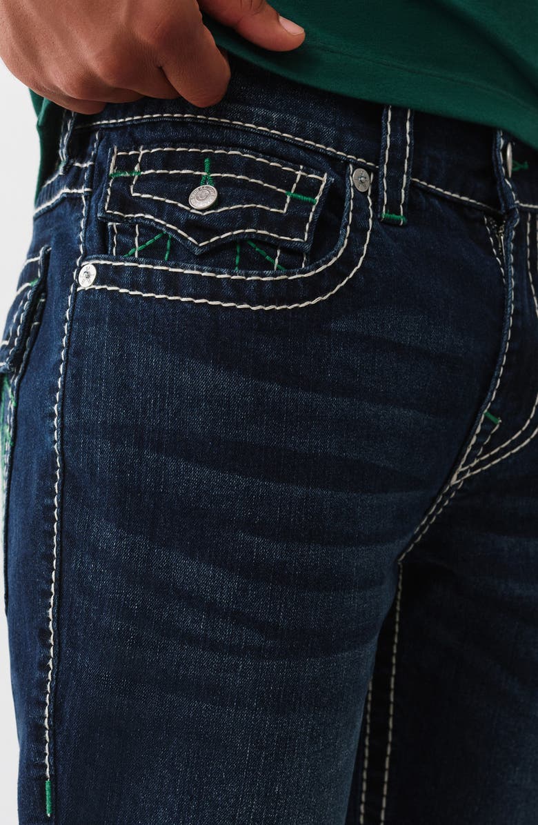 True Religion Geno Big T Flap Pocket Slim Jeans, Alternate, color, Dark Mahogany Wood Wash