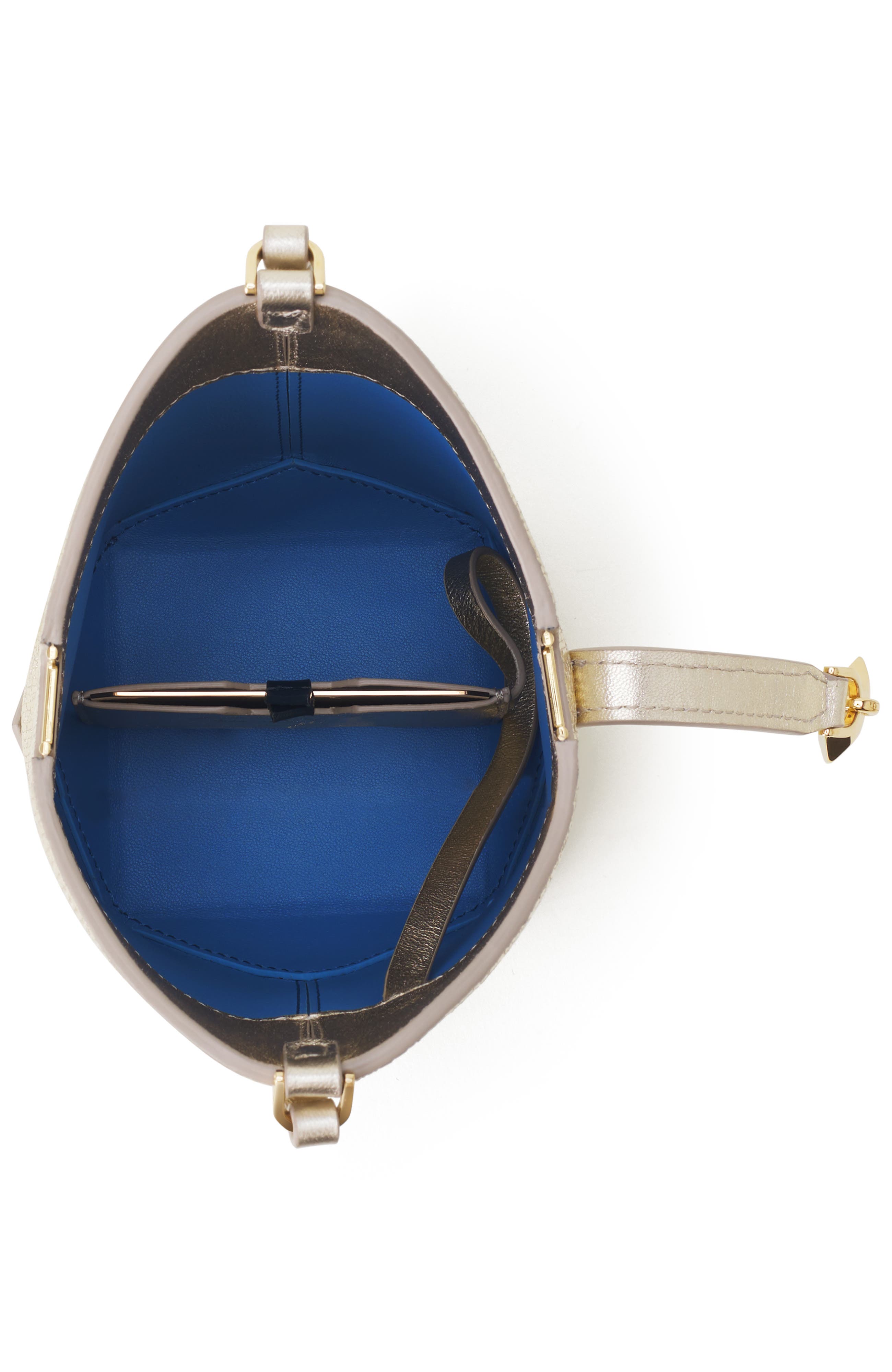 Catch By Lanvin Nano Bucket Bag In Metallic Leather, Alternate, color, Gold