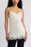 Open Edit Lace Trim Satin Camisole