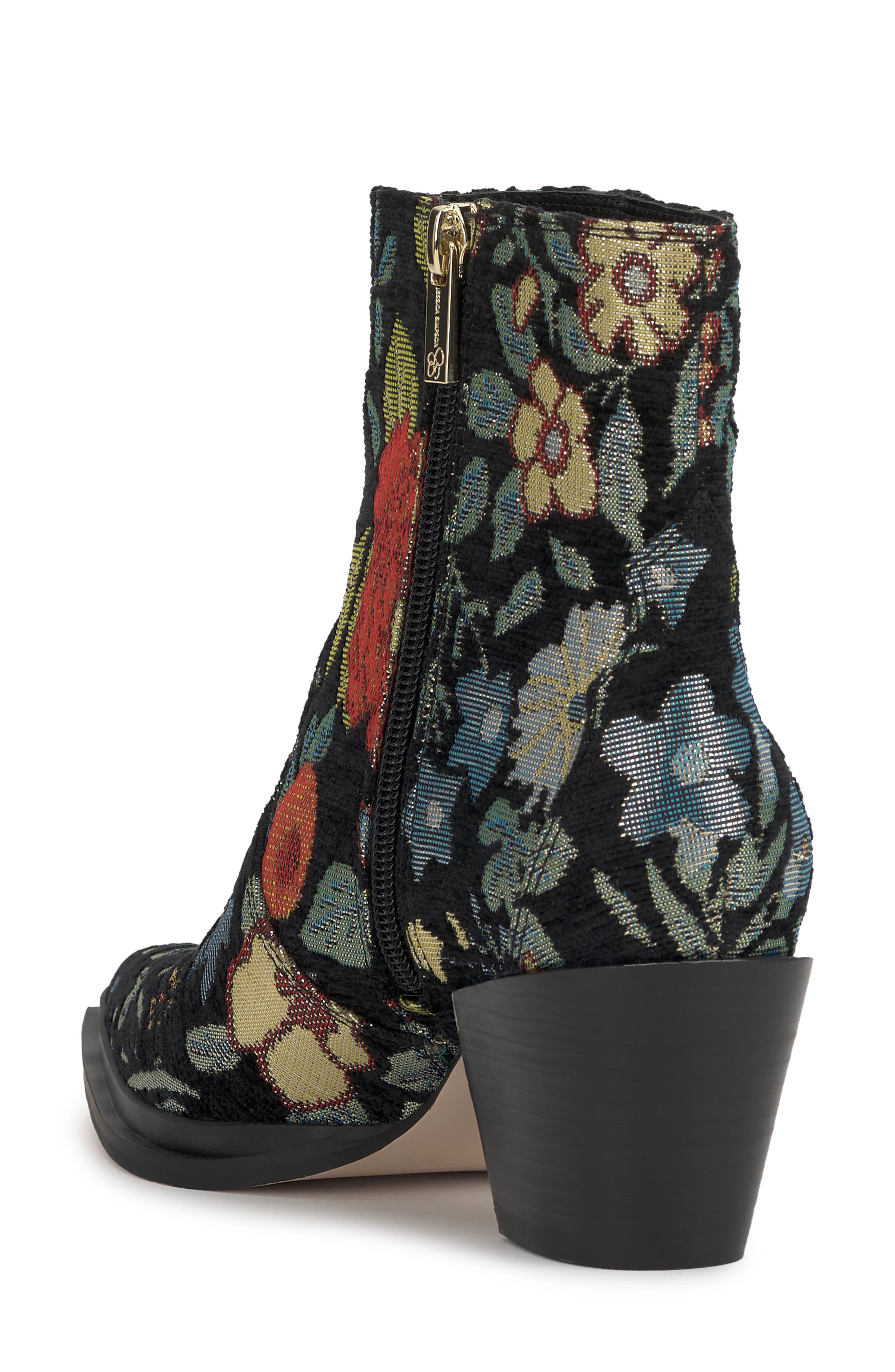 Jessica Simpson Helvona Pointed Toe Bootie, Alternate, color, Black/ Floral Multi